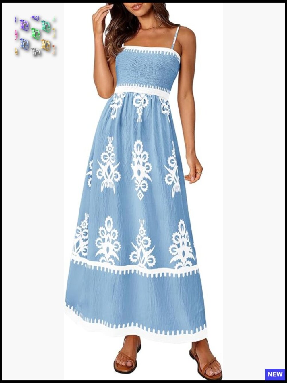 Floral Maxi Dress Boho Chic Spaghetti Strap Smocked Fit And Flare With Pockets